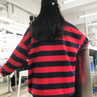 Free Shipping-90s RED STRIPED SWEATER - Thumbnail 2