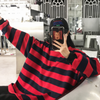 Free Shipping-90s RED STRIPED SWEATER - Thumbnail 3