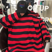 Free Shipping-90s RED STRIPED SWEATER - Thumbnail 4