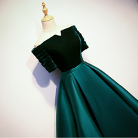 A line velvet satin long prom dress, evening dress - Thumbnail 2