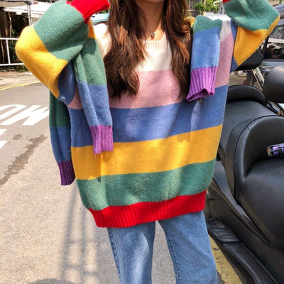 Rainbow stripe sweater - Thumbnail 5