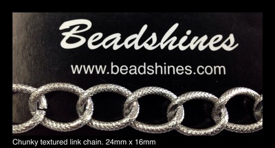 Silver Chunky Textured Chain (per foot) 12 inches