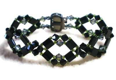 Black Diamond Shape Woven Crystal Bracelet