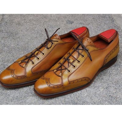 New designer lace up tan shoes, men causal denim shoes trendy winter shoes - Thumbnail 5