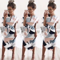 Fashion Sexy V-Neck Printed Dresses - Thumbnail 1