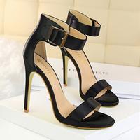 Simple And Sexy Stiletto Super High Heel Satin Metal Sandals Hot G8420 - Thumbnail 1