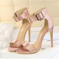 Simple And Sexy Stiletto Super High Heel Satin Metal Sandals Hot G8420 - Thumbnail 4