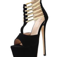 Metal Decorative 16 Cm Super High Heel Sandals High To Help Waterproof Platform Roman Shoes K5470 - Thumbnail 3