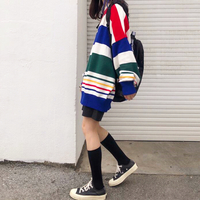 Candy Color Stripe Jumper Sweater - Thumbnail 1