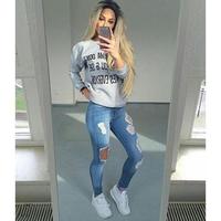 Solid Color Fashion Denim Long Pants - Thumbnail 1