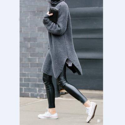 Loose High-Necked Knit Sweater