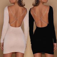 Sexy Backless Long Sleeve Hip Dress - Thumbnail 4