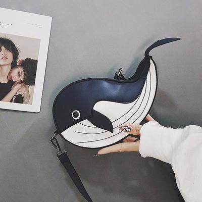 Cute pu leather whale personality handbag fashion shoulder bag
