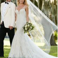 Elegant Tulle Spaghetti Straps Neckline Mermaid Wedding Dresses With Lace Appliques  - Thumbnail 1
