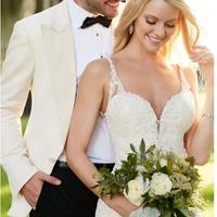 Elegant Tulle Spaghetti Straps Neckline Mermaid Wedding Dresses With Lace Appliques  - Thumbnail 2