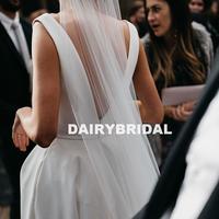 New Arrival A-Line Satin Wedding Dress, Sexy V-Neck Slit Backless Elegant Bridal Dress - Thumbnail 1