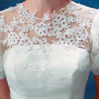 Cute white lace round neck short prom dress, princess dress - Thumbnail 2