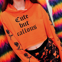 Cute but callous Printed Cropped Hoodies - Thumbnail 1