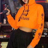 Cute but callous Printed Cropped Hoodies - Thumbnail 3