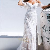 Off-the-Shoulder Court Train Lace Wedding Dress - Thumbnail 2