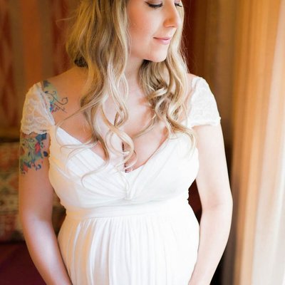 A-line/princess sweetheart pregnant wedding dresses