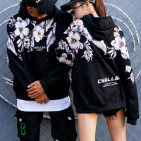 Floral Flower Printed Hoodie Sweatshirt - Thumbnail 1