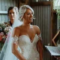 Gorgeous Mermaid Wedding Dresses Off the Shoulder Delicate Lace Covered Button Bridal Gowns - Thumbnail 3