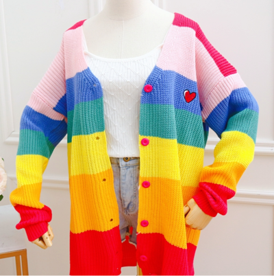Harajuku Sweet New Rainbow Cardigan Mother Daughter Family Pack