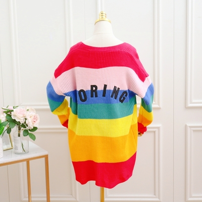 Harajuku sweet new rainbow cardigan mother daughter family pack