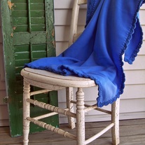 Crochet Edged Fleece -Blue