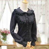 Lovely doll collar flouncing bow lantern sleeve blouses - Thumbnail 4