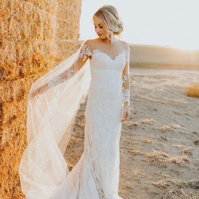 Stunning mermaid tulle wedding dresses sheer long sleeve delicate lace bridal gowns