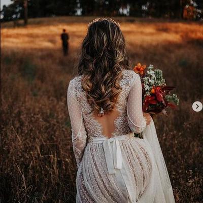 Stunning sexy mermaid polka dot tulle wedding dresses sheer long sleeve plunge and backless bridal gowns