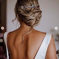 A Line Tulle Wedding Dresses Simple Crew Neck Covered Button Bow Bridal Gowns - Thumbnail 2