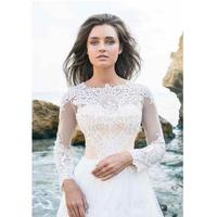 A line Beach Wedding Dresses 2019 Sheer Neck Long Sleeves Appliques Chiffon Hollow Back Bridal Gowns Bohemia Wedding Dress vestido de novia - Thumbnail 1