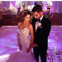 Mermaid Wedding Dresses Plus Size Bling Crystal Beaded Court Train Bridal Gowns Organza Ruffles Tiered Skirt Bridal Dress - Thumbnail 1