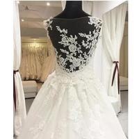 Fresh Illusion Bodice Wedding Dresses Elegant Sheer Lace Appliques Neckline Court Train Princess Backless Mopping Long Section Wedding Gowns - Thumbnail 2