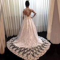 Noble Wedding Dresses Temperament Vintage Long Sleeves Lace 2019 Princess Bridal Gowns Mopping Long Section Wedding Gowns - Thumbnail 2