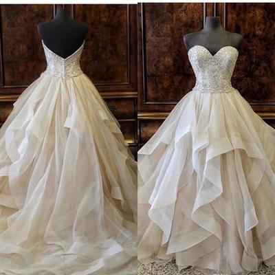  organza wedding dresses sweetheart sleeveless lace up floor length ball gown bridal dresses sweet wedding gowns
