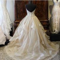  Organza Wedding Dresses Sweetheart Sleeveless Lace Up Floor Length Ball Gown Bridal Dresses Sweet Wedding Gowns - Thumbnail 1