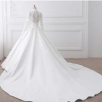 White Lace Wedding Dresses High Neck Long Sleeve With Appliques Beaded Illusion Back With Zipper Bridal Dresses Elegant Wedding Gowns - Thumbnail 1