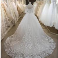 Latest A-Line Wedding Dresses Lace Beaded Appliques Sexy Back With Lace-up Charming Bridal Dresses Tiered Skirts Custom Made Wedding Gowns - Thumbnail 2