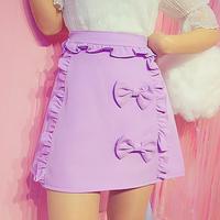 Flounce Ruffled Bow Lace High Waist A-line Skirt - Thumbnail 3