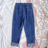 Flanged Moon Embroidery Jeans - Thumbnail 1