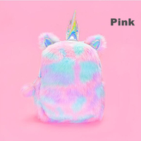 Furry Plush Hologram Unicorn Backpack - Thumbnail 2
