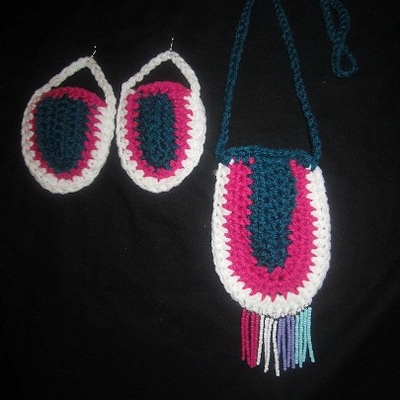 Urban tribal necklace and earrings crochet set (sheria)