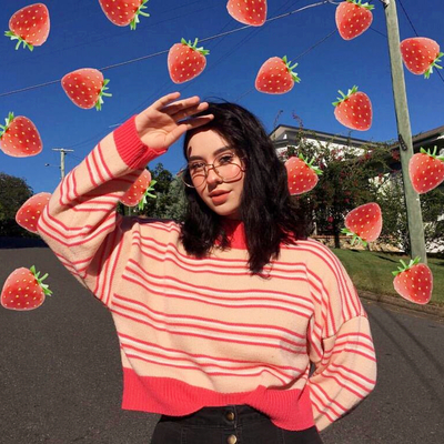 High neck stripe knit sweater - Thumbnail 4