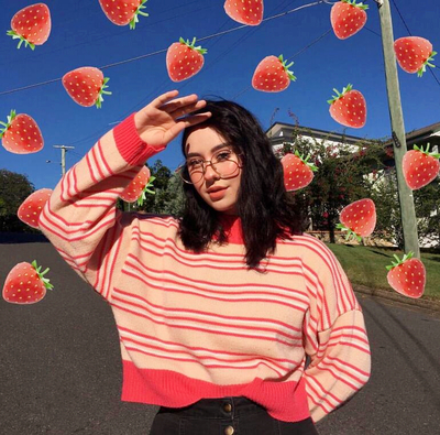 High Neck Stripe Knit Sweater