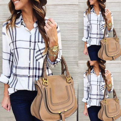 Women'S Long Sleeve Plaid Fashion Shirt