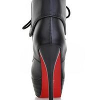 Elegant wrap ankle lace up thin high heel boots Q-0110 - Thumbnail 3